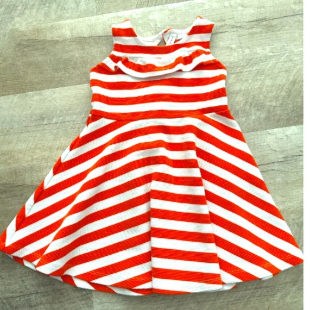 JANIE & Jack Girls Orange/White Stripe Sleeveless Fit&Flare Size 3